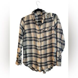 Lucky Brand Navy and Cream Button Down Shirt